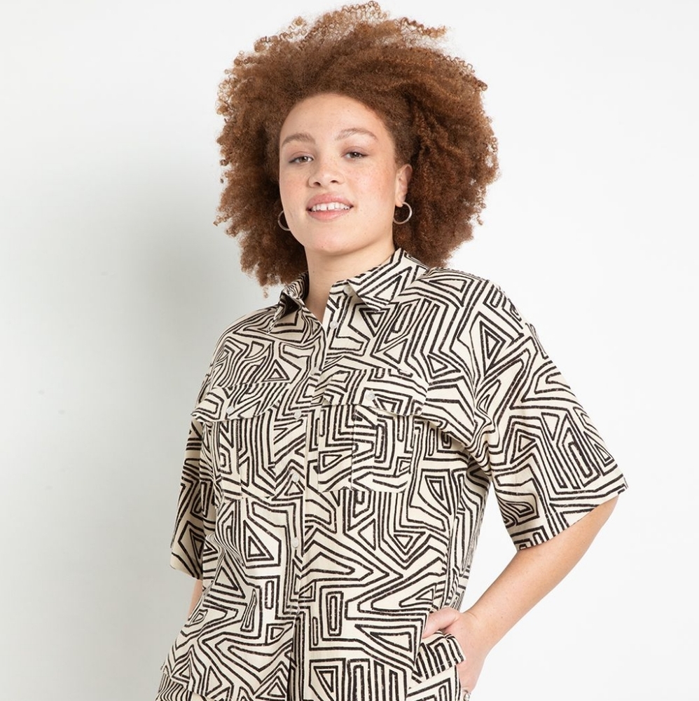 Eloquii size 18 Easy Cargo Button Down Shirt